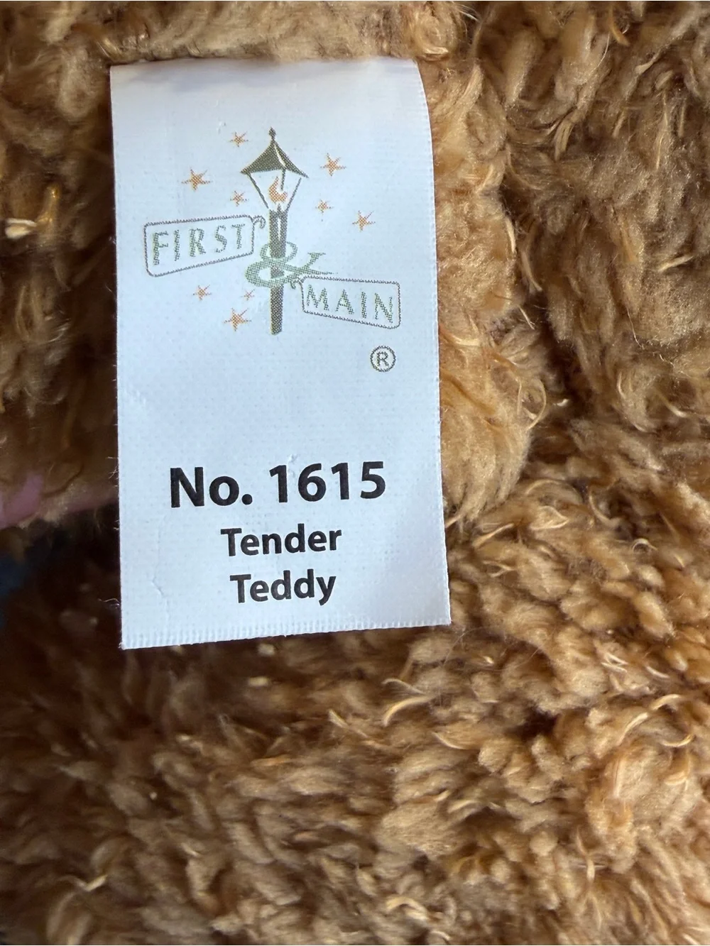 First & Main Tender Teddy Bear Plush 13” Brown Stuffed Animal Plaid Heart